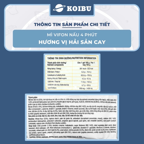 VIFON – Mì Vifon nấu 4 phút hương vị hải sản cay - Mì gói Vifon, Mì nấu Vifon, Mì nấu vị hải sản cay, Mì nấu hương vị hải sản cay, Mì Vifon hải sản cay nấu 4 phút, Mì nấu 4 phút hải sản cay Vifon, Mì Vifon nấu ăn liền - 105g/gói - 00222