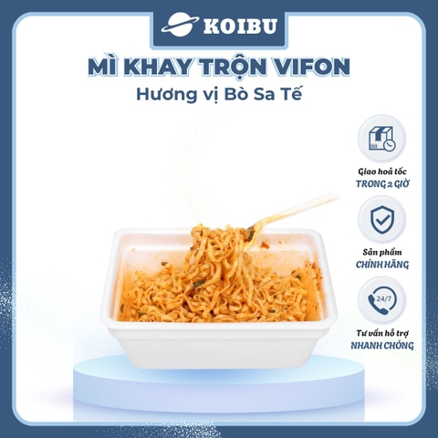VIFON - Mì khay trộn Vifon hương vị Bò sa tế (có gói xốt Bò sa tế), Mì xào bò sa tế Vifon khay - 90g/khay - 00241