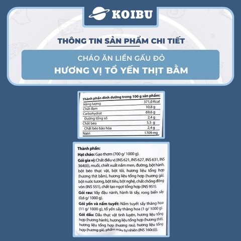 ASIAFOODS - Cháo ăn liền Gấu đỏ hương vị Tổ yến thịt bằm, Cháo tổ yến Gấu đỏ thịt bằm, Cháo yến Gấu Đỏ - 50g/gói - 00341