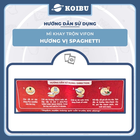 VIFON - Mì khay trộn Vifon hương vị Spaghetti (có gói xốt Saghetti), Mì xào spaghetti Vifon khay - 90g/khay - 00242