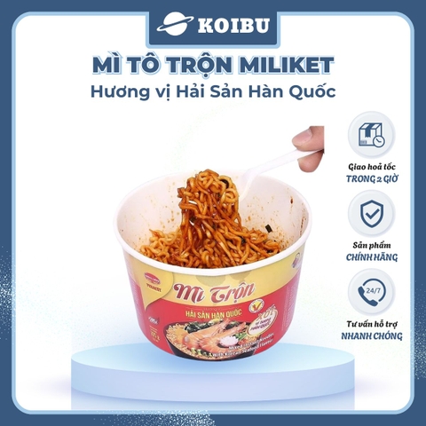COLUSA - Mì tô trộn Miliket hương vị Hải sản Hàn Quốc, Mì trộn Miliket Hải sản Hàn Quốc, Mì Miliket - 105g/tô - 00565