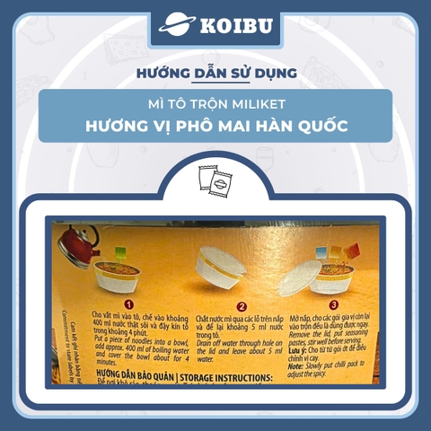 COLUSA - Mì tô trộn Miliket hương vị Phô mai Hàn Quốc, Mì trộn Miliket Phô mai Hàn Quốc, Mì Miliket - 105g/tô - 00566