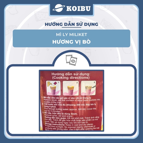 COLUSA - Mì ly Miliket hương vị Bò, Mì Miliket ly Bò, Mì bò ly Miliket, Miliket mì ly bò - 65g/ly - 00117