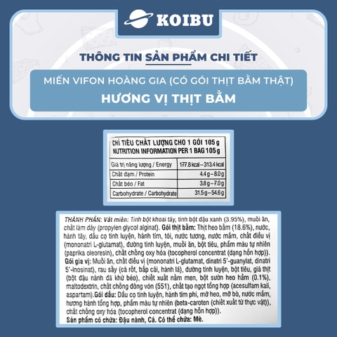 VIFON - Miến Hoàng Gia hương vị Thịt bằm (có gói thịt bằm thật), Miến thịt bằm Vifon Hoàng Gia - 105g/gói - 00185