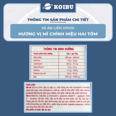 VIFON - Mì Vifon chính hiệu hai con tôm, mì hai tôm Vifon, mì Vifon hai con tôm, mì 2 tôm Vifon - 75g/gói - 00208