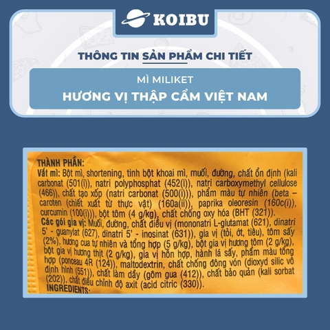 COLUSA - Mì Miliket hương vị Mì thập cẩm Việt Nam, Mì thập cẩm Miliket, Mì Miliket thập cẩm Việt Nam - 85g/gói - 00620