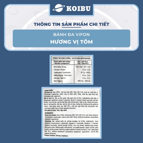 VIFON - Bánh đa Vifon hương vị Tôm, bánh đa tôm Vifon, bánh đa Vifon vị tôm, bánh đa Vifon ăn liền - 60g/gói - 00138