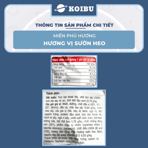 ACECOOK - Miến Phú Hương hương vị Sườn Heo Miến Phú Hương Sườn Heo, Miến Sườn Heo Phú Hương - Miến ăn liền Phú Hương, Miến ăn liền Acecook - 55g/gói - 00064