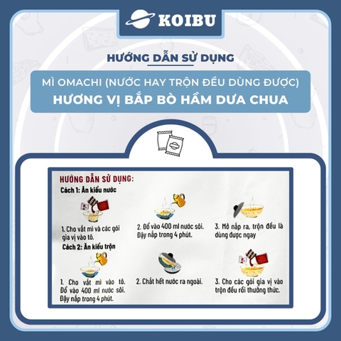 MASAN - Mì Omachi hương vị Bắp bò hầm dưa chua, Mì Omachi bắp bò hầm dưa chua, Mì ăn liền Omachi - 121g/gói - 00127