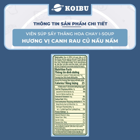 NFC - Viên súp ăn liền sấy thăng hoa I-Soup hương vị Canh rau củ nấu nấm ISoup, Canh I-Soup ăn liền - 35g/lốc - 00803