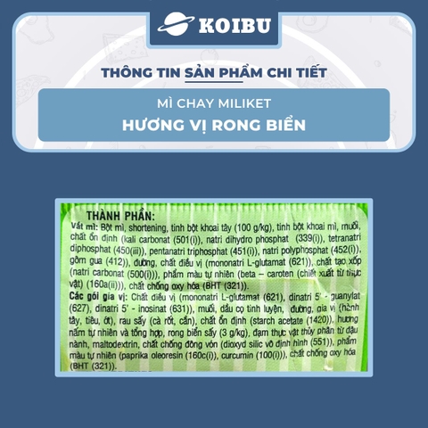 COLUSA - Mì chay Miliket hương vị Rong biển, Mì chay rong biển Miliket, Mì Miliket chay rong biển - 75g/gói - 00585