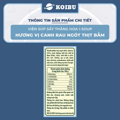 NFC - Viên súp sấy thăng hoa I-Soup hương vị Canh rau ngót thịt bằm, Canh rau ngót thịt bằm I Soup - 54g/lốc - 00727