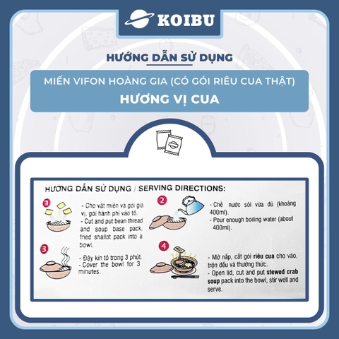 VIFON - Miến Hoàng Gia hương vị Cua (có gói riêu cua thật), Miến cua Hoàng Gia, Miến cua Vifon - 105g/gói - 00184