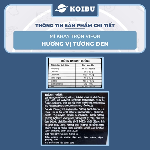 VIFON - Mì khay trộn Vifon hương vị Tương đen (có gói xốt Tương đen), Mì xào tương đen Vifon khay - 90g/khay - 00240