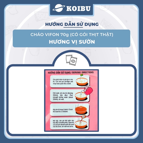 VIFON - Cháo Vifon 70g hương vị Sườn (có gói thịt sườn thật), Cháo sườn Vifon Cháo thịt sườn Vifon - 70g/gói - 00156