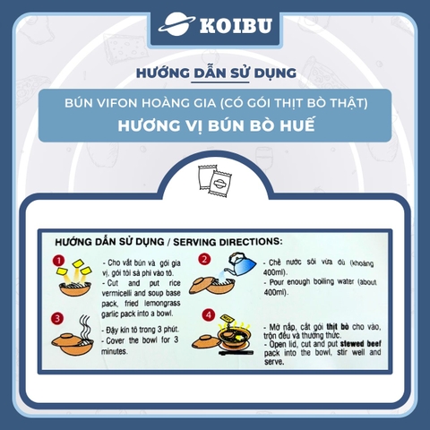 VIFON - Bún Hoàng Gia hương vị Bún Bò Huế (có thịt thật) - Bún Bò Huế ăn liền, Bún Bò Huế Hoàng Gia - 120g/gói - 00147
