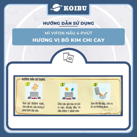 VIFON –  Mì Vifon nấu 4 phút hương vị bò kim chi cay - Mì gói Vifon, Mì nấu vị bò kim chi cay, Mì bò kim chi cay Vifon, Mì nấu 4 phút hương vị bò kim chi cay, Mì Vifon bò kim chi cay nấu 4 phút - 105g/gói - 00219
