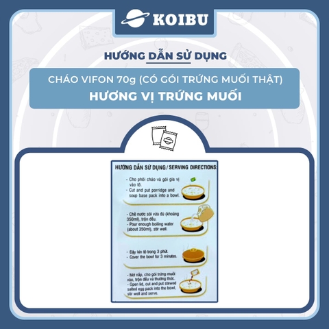 VIFON - Cháo Vifon 70g hương vị Trứng muối (có gói trứng muối thật), Vifon Cháo trứng muối Vifon - 70g/gói - 00157