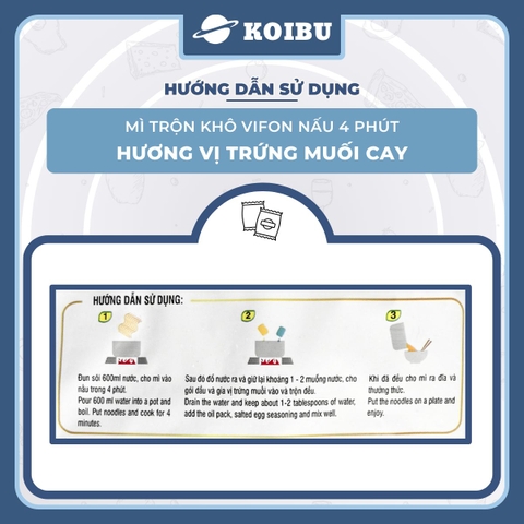 VIFON – Mì Vifon nấu 4 phút hương vị trứng muối cay - Mì gói Vifon, Mì nấu Vifon, Mì trộn, mì trộn vị trứng muối, Mì trứng muối cay trộn Vifon, Mì trộn nấu 4 phút trứng muối cay, Mì Vifon trộn trứng muối cay - 105g/gói - 00220