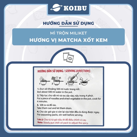 COLUSA - Mì trộn Miliket Matcha xốt kem, Mì gói Miliket trộn Matcha sốt kem, Mì trộn Colusa Trà xanh - 117g/gói - 00080