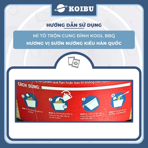 AFOTECH - Mì TÔ trộn Cung Đình Kool hương vị BBQ sườn nướng kiểu Hàn Quốc - Tô Cung Đình Kool BQQ sườn nướng kiểu Hàn Quốc - Cung Đình Kool Tô Mì ăn liền Micoem - 105g/tô - 00322