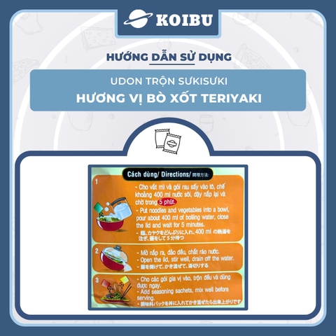 ACECOOK - Mì trộn Udon Sưkisưki hương vị Bò xốt Teriyaki, Mì Udon Sưki Sưki trộn, Mì udon Suki Acecook - 82g/gói - 00037