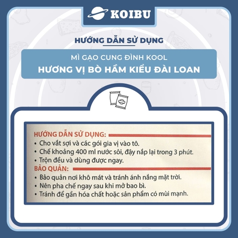 AFOTECH - Mì gạo Cung Đình Kool Bò hầm kiểu Đài Loan, Mì gạo Bò hầm Đài Loan Cung Đình Kool gói - 75g/gói - 00304