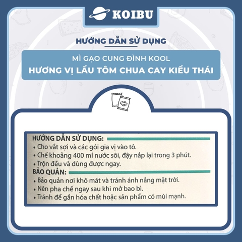 AFOTECH - Mì gạo Cung Đình Kool Lẩu tôm chua cay kiểu Thái, Mì gạo tôm chua cay thái Cung Đình Kool - 82g/gói - 00305