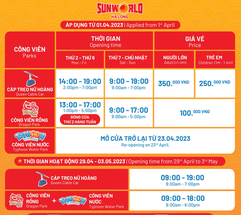 Sunworld Hạ Long Complex – Cập bảng giá tháng 04/2023