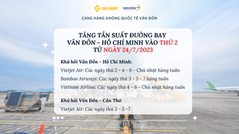 Từ 24/7 sẽ tăng tần suất chuyến bay Vân Đồn -TP Hồ Chí Minh