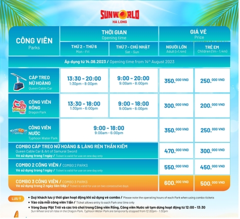 Sunworld Hạ Long Complex – Cập bảng giá tháng 14/08/2023