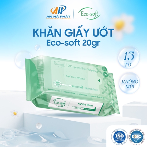 Khăn giấy ướt cao cấp an toàn cho bé Eco- soft 15 tờ 20g