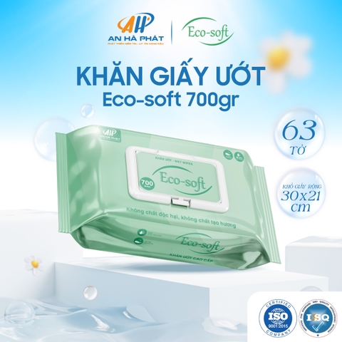 Gói khăn giấy ướt cao cấp an toàn cho bé Eco- soft 700g 63 tờ