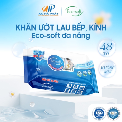 Khăn giấy ướt lau bếp lau kính đa năng cao cấp Eco-soft