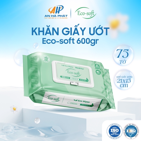Gói khăn giấy ướt cao cấp an toàn cho bé Eco- soft 600g 75 tờ