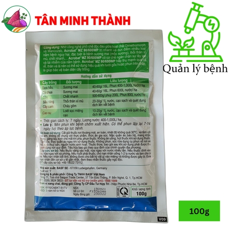 Acrobat MZ 90 600WP - Thuốc đặc trị sương mai, mốc sương, nứt thân xì mủ, héo nhanh, chảy gôm, loét sọc mặt cạo