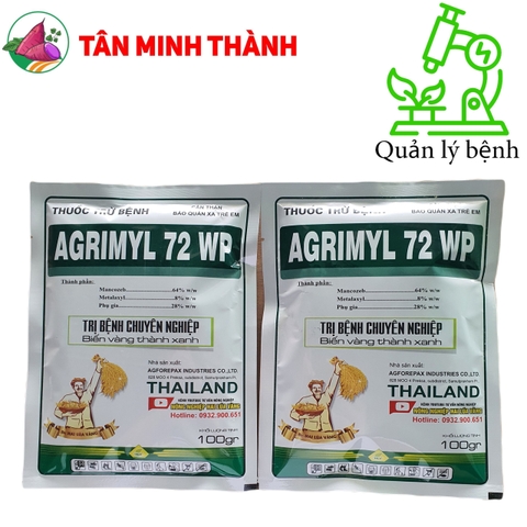 Agrimyl 72WP - Thuốc đặc trị lem lép hạt, thán thư, vàng lá, sương mai, rỉ sắt, khô vằn