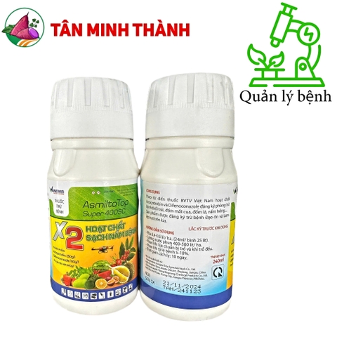 Asmiltatop Super 400SC X2 - Thuốc đặc trị đạo ôn, lem lép hạt, đốm mắt cua, nấm hồng, đốm lá