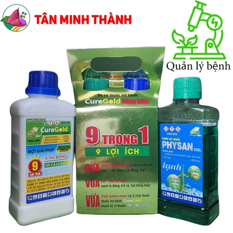 Curegold Physan cặp 9 trong 1 - Thuốc đặc trị đạo ôn, lem lép hạt, vàng lá vi khuẩn, khô vằn, khô cành, thối nhũn