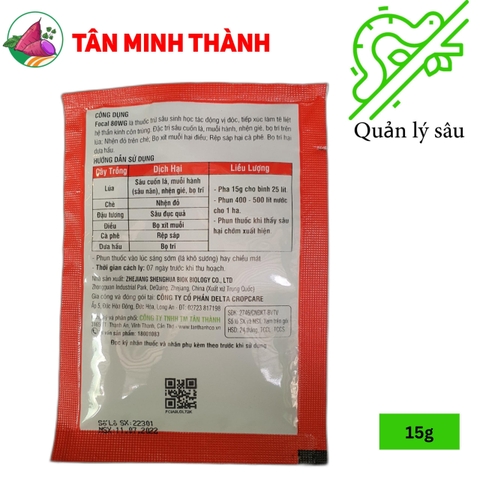 Focal 80WG - Thuốc trừ sâu sinh học đặc trị sâu cuốn lá, bọ trĩ, nhện đỏ, nhến gié, bọ xít muỗi, rệp sáp