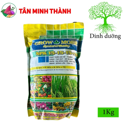 Grow More 15-15-15+TE - Thuốc ra rễ, thân lá cành, ra hoa, đậu trái, bông lớn, to trái