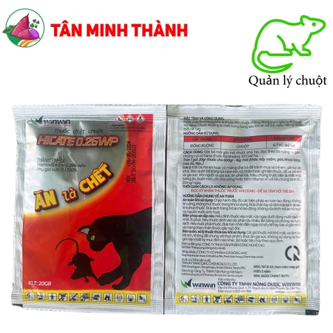 Hicate 0.25WP - Thuốc diệt chuột, ăn là chết