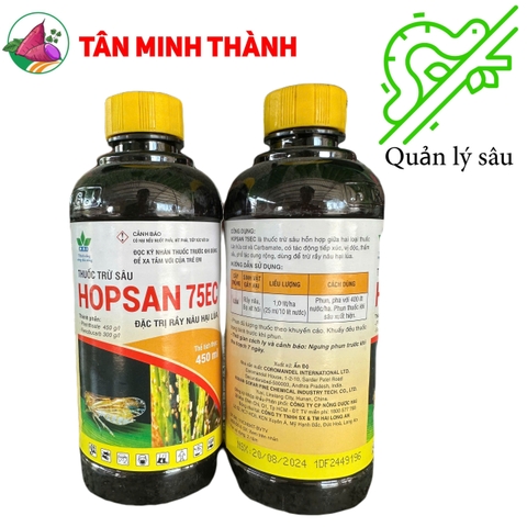 Hopsan 75EC - Thuốc đặc trị rầy nâu trên lúa, sùng khoai lang, đế trũi, bọ cánh cứng, có mùi hôi