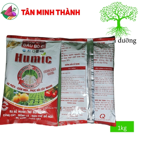 Humic Đầu Bò 21 - Kích thích ra rễ, đẻ nhánh, hạ phèn, giảm mặn, cứng cây, đứng lá, no đồng, chắc hạt, to trái