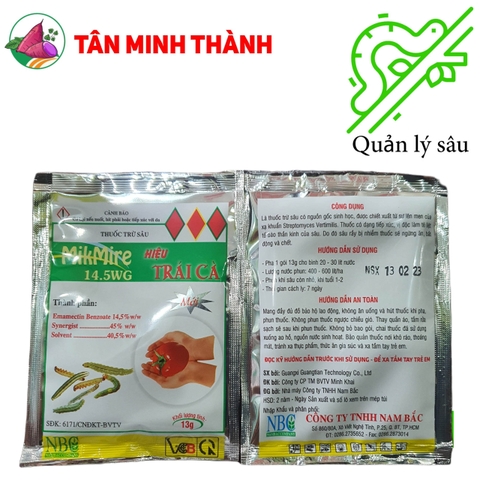 Mikmire Trái Cà 14.5WG - Thuốc đặc trị sâu cuốn lá, nhện đỏ, bọ trĩ, sâu đục thân, sâu đục quả, sâu xanh