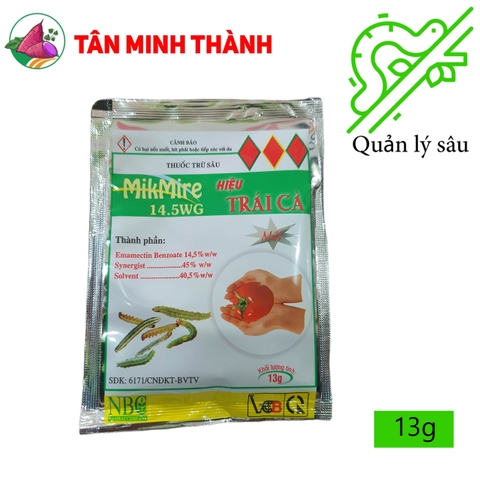 Mikmire Trái Cà 14.5WG - Thuốc đặc trị sâu cuốn lá, nhện đỏ, bọ trĩ, sâu đục thân, sâu đục quả, sâu xanh