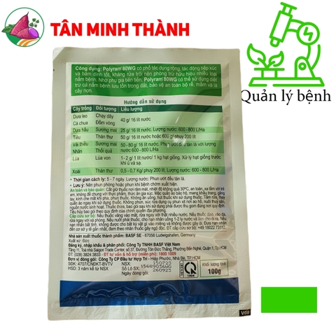 Polyram 80WG - Thuốc đặc trị chạy dây, héo xanh, đốm vòng, hán thư, thối quả, sương mai, lúa von