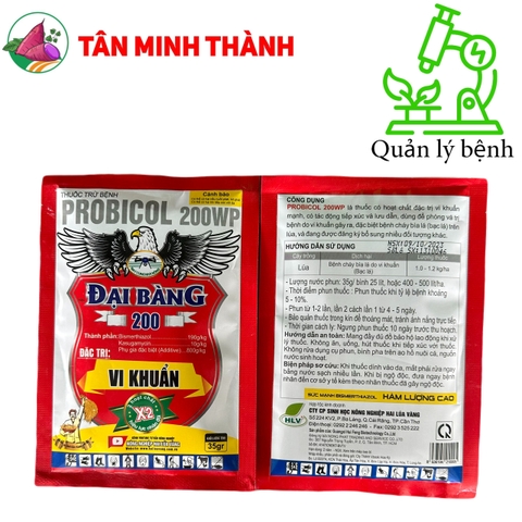 Probicol 200WP - Thuốc đặc trị vi khuẩn gây cháy bìa lá, bạc lá, cháy lá, thối nhũn, héo xanh, thối củ