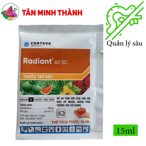 Radiant 60SC - Corteva - Thuốc đặc trị bọ trĩ, dòi đục lá, sâu vẽ bùa, sâu tơ, sâu xanh da láng, sâu đục thân, sâu đục bẹ, sâu cuốn lá, sâu keo mùa thu