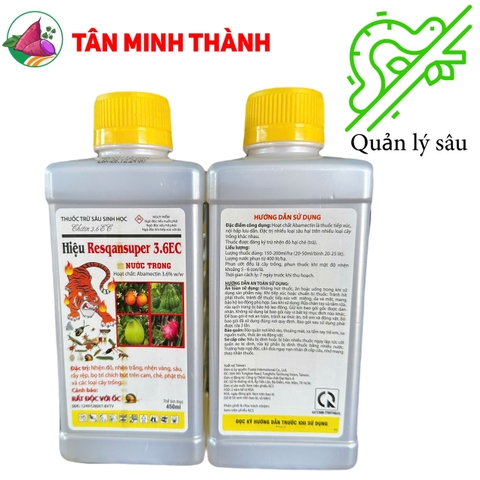 Resquansuper Chitin 3.6EC Nước Trong - Thuốc trừ nhện đỏ, rầy rệp, bọ trĩ, chích hút, sâu ăn lá